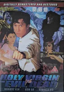 Donnie Yen punches forward on the digitally remastered Holy Virgin vs Evil Dead movie cover.
