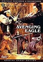 The Avenging Eagle martial arts movie poster displays sword-wielding fighters in action.

