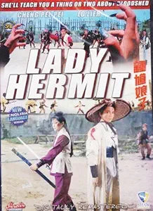 "The Lady Hermit martial arts movie DVD cover features Cheng Pei-pei, Lo Lieh, and other actors in a digitally remastered Shaw Brothers film."

