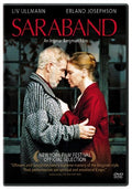 Liv Ullmann and Erland Josephson touch foreheads in a poignant moment on the Saraband movie poster, an Ingmar Bergman film.
