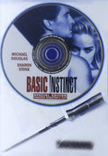 Michael Douglas and Sharon Stone star on the Basic Instinct DVD, Special Edition Unrated Director's Cut, packaged with a prop.
