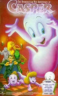 Casper the Friendly Ghost and classic monsters promote "The Spooktacular New Adventures" VHS tape.
