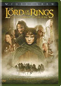 "The Lord of the Rings: The Fellowship of the Ring DVD cover features Frodo and other characters from the epic fantasy film."
