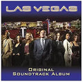 "Las Vegas" TV show cast stands before a glittering cityscape on the original soundtrack album cover.
