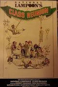 The National Lampoon's Class Reunion movie poster features a chaotic illustration of graduating students at a wild, celebratory reunion party.
