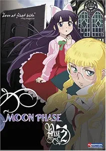 The anime DVD cover for Moon Phase features two female anime characters against a gothic architectural backdrop.

