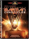 See the DVD cover for "The Martian Chronicles," featuring Rock Hudson, with a striking image of a Martian head exploding with light.
