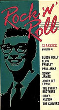 Vintage "Rock 'n' Roll Classics Volume 4" album cover features Buddy Holly along with Elvis Presley, Paul Anka, and other legendary artists.
