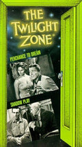 The Twilight Zone VHS cover shows a green doorway framing episode scenes, including "Perchance to Dream" and "Shadow Play."
