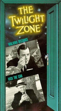 The Twilight Zone VHS cover showcases vintage episodes "Walking Distance" and "Kick the Can" framed by an open doorway.

