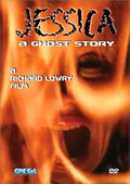 The movie poster for "Jessica: A Ghost Story" features a woman's face with an open mouth, surrounded by flames.
