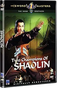 Shaw Brothers presents the Two Champions of Shaolin DVD cover featuring a martial artist in action pose.
