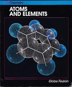 Chemistry textbook cover displays an illustration of atoms and elements.
