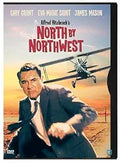 Cary Grant runs from a biplane in Alfred Hitchcock's classic thriller film, North by Northwest DVD cover.
