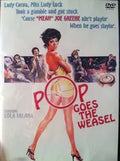 A DVD cover for the movie "Pop Goes the Weasel" features Lola Falana striking a pose, partially obscured by the title, with men visible in the background.
