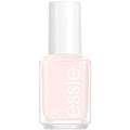 Essie nail polish displays its delicate pink shade in a clear bottle against a white background.
