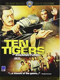 Shaw Brothers' "Ten Tigers of Kwangtung" DVD cover features martial arts actors in action poses, promoting this classic kung fu film.
