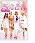 The "Sex and the City" movie DVD cover features Sarah Jessica Parker, Kim Cattrall, Kristin Davis, and Cynthia Nixon walking together in stylish outfits.
