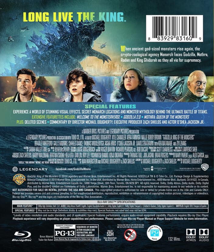 Godzilla King of the Monsters (2019) Blu-ray NEW Ghidorah Mothra Rodan
