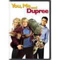 "You, Me and Dupree" DVD cover features Kate Hudson, Owen Wilson carrying a "Property of Dupree" bag, and Matt Dillon.
