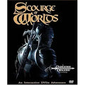 Shows the Scourge of Worlds Dungeons and Dragons adventure DVD cover featuring a menacing warrior with a sword.
