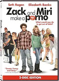 The "Zack and Miri Make a Porno" DVD cover features Seth Rogen and Elizabeth Banks with quirky supporting characters.
