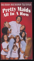 "Pretty Maids All in a Row" movie poster features a smiling coach carried by a group of young women wearing matching T-shirts.
