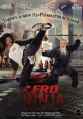 Afro Ninja Destiny movie poster shows a man kicking high while another man wields a sword against a cityscape backdrop.
