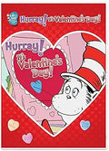 The Cat in the Hat celebrates Valentine's Day on a children's book cover featuring a heart-shaped card.
