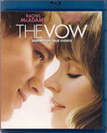 Rachel McAdams and Channing Tatum appear on "The Vow" Blu-ray cover, touching foreheads in a romantic moment.
