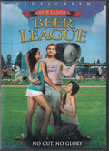 Artie Lange's "Beer League" DVD cover features a man carrying a keg, flanked by two women, on a baseball field.
