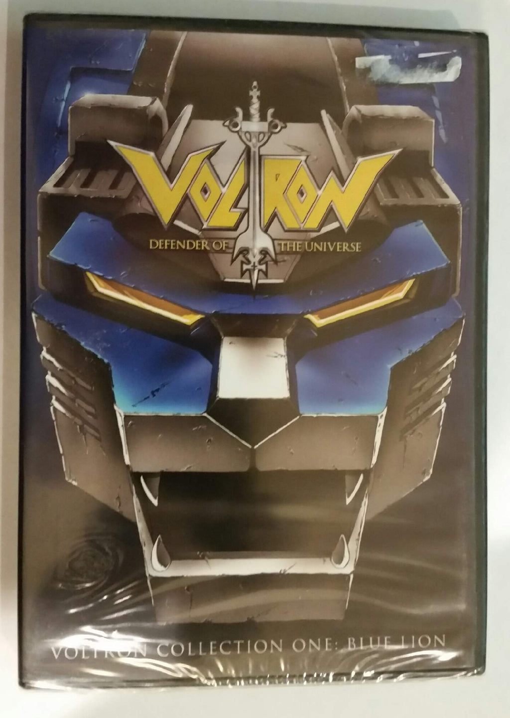Voltron's Blue Lion DVD cover features a close-up of the robot lion's face.
