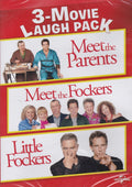 "Meet the Parents" 3-Movie Laugh Pack DVD showcases Ben Stiller undergoing a lie detector test, posing with the Focker family, and facing off with Robert De Niro.
