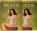 Mary-Louise Parker, as Nancy Botwin, poses on the Weeds Season Four DVD cover, holding a garden hose that sprays water.
