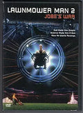 The Lawnmower Man 2 DVD cover features Jobe in a futuristic chair against a digitally enhanced background, advertising the science fiction movie Jobe's War.
