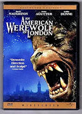 See the An American Werewolf in London DVD cover with a frightening werewolf face looming over the city.
