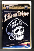 See the vintage Columbia Tristar VHS cover for Robert Louis Stevenson's "Treasure Island," featuring a skull pirate flag and Jack Palance.
