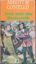 Abbott and Costello star in the "Jack and the Beanstalk" VHS cover, showcasing them in costume with a crowd.
