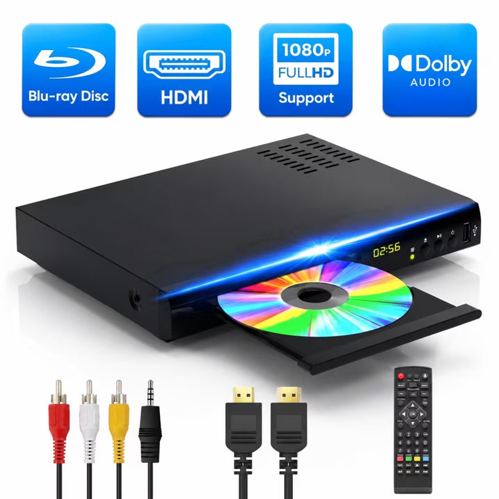 Blu-ray DVD Player with Dolby Digital, Plays Blu-ray and DVD Discs, Supports HDD and USB Playback