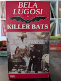 Bela Lugosi stars in "Killer Bats" on the vintage VHS horror movie cover, featuring a laboratory scene with bat props.
