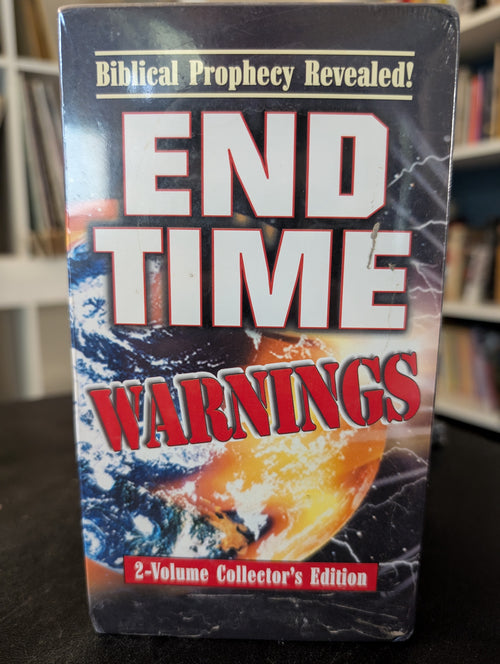 See a 2-Volume Collector's Edition book titled "End Time Warnings: Biblical Prophecy Revealed!" against a backdrop of Earth and lightning.
