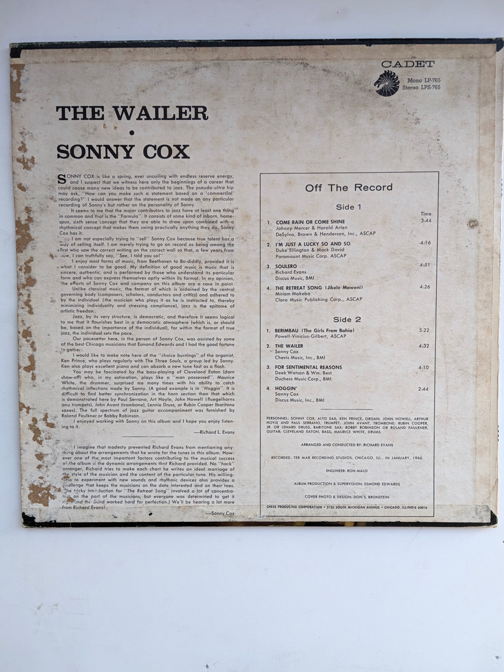 Sonny Cox – The Wailer - Used VG+