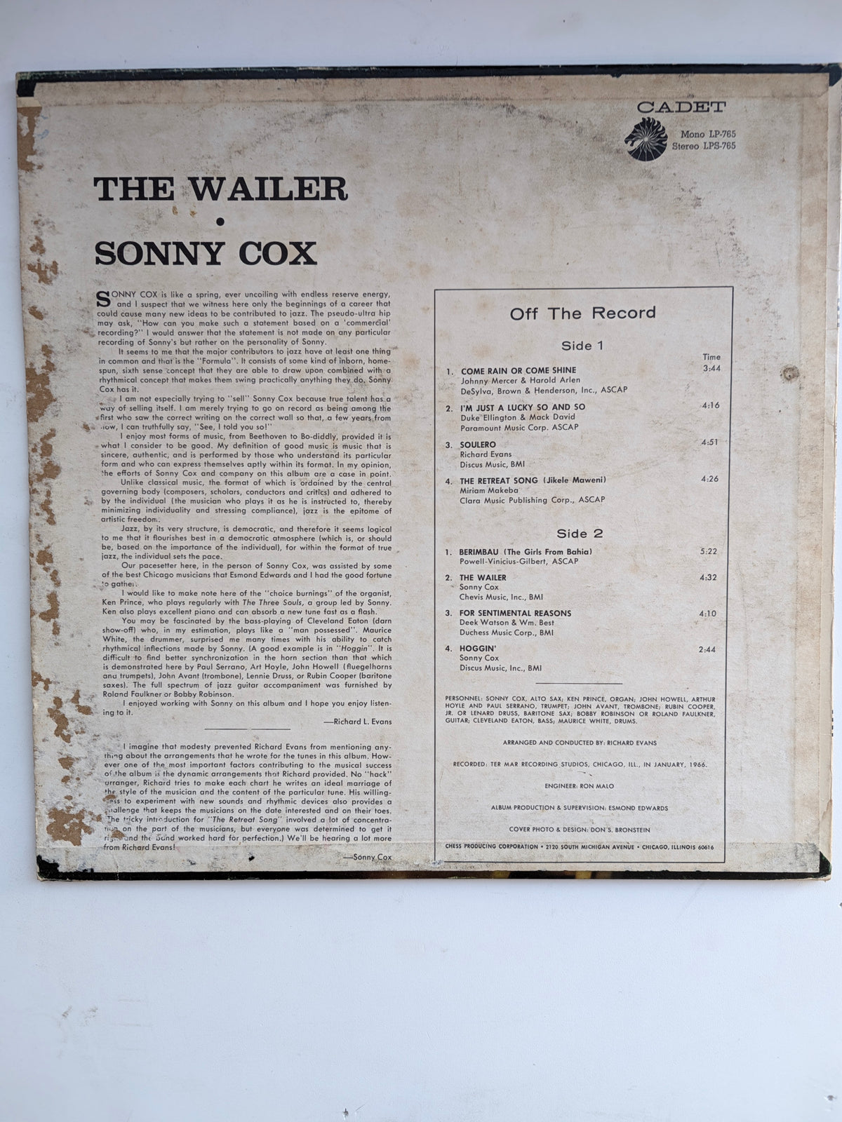 Sonny Cox – The Wailer - Used VG+