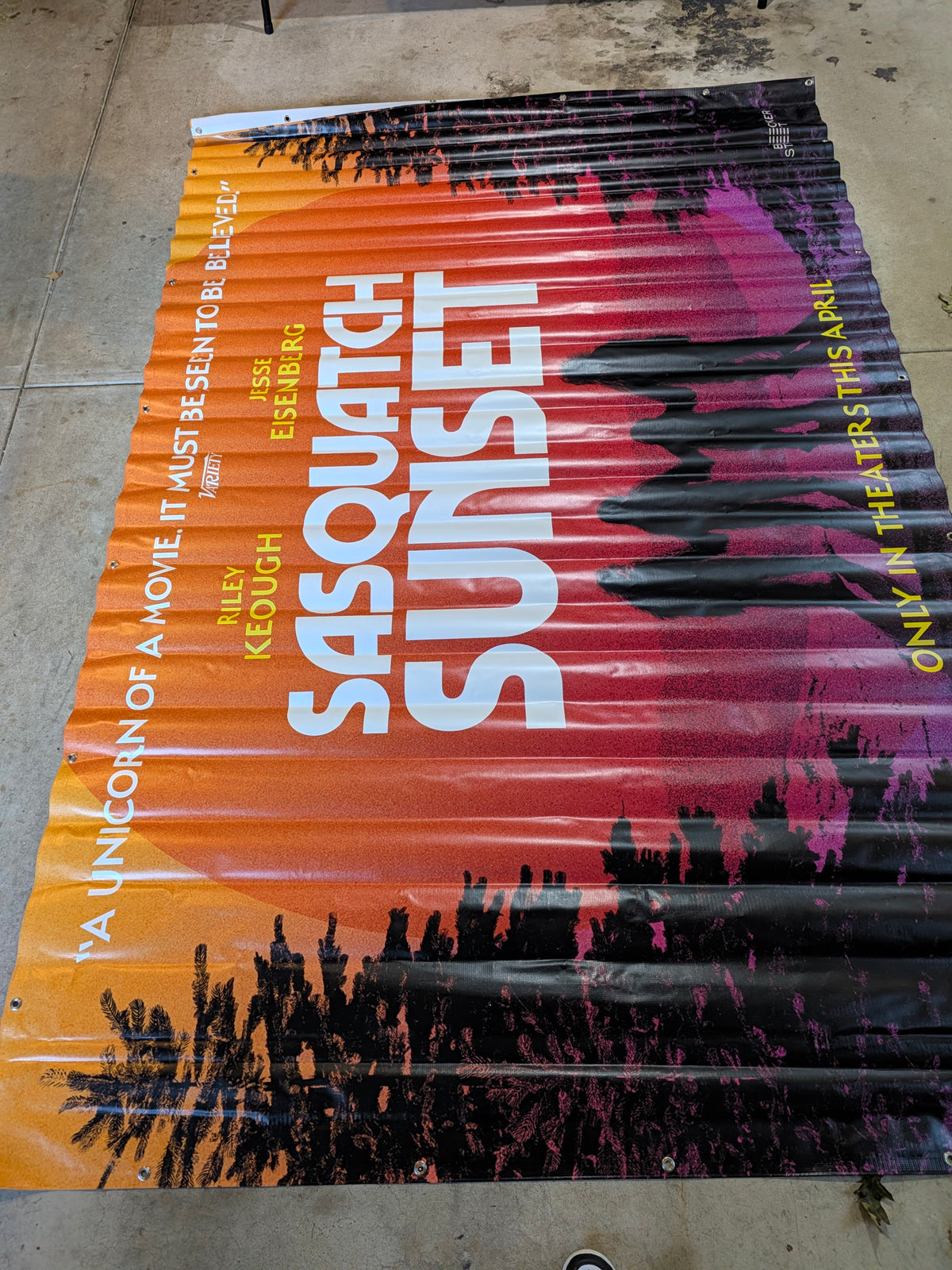 Sasquatch Sunset 2024 Original Movie Theater Vinyl Banner 9x6 Jesse Eisenberg