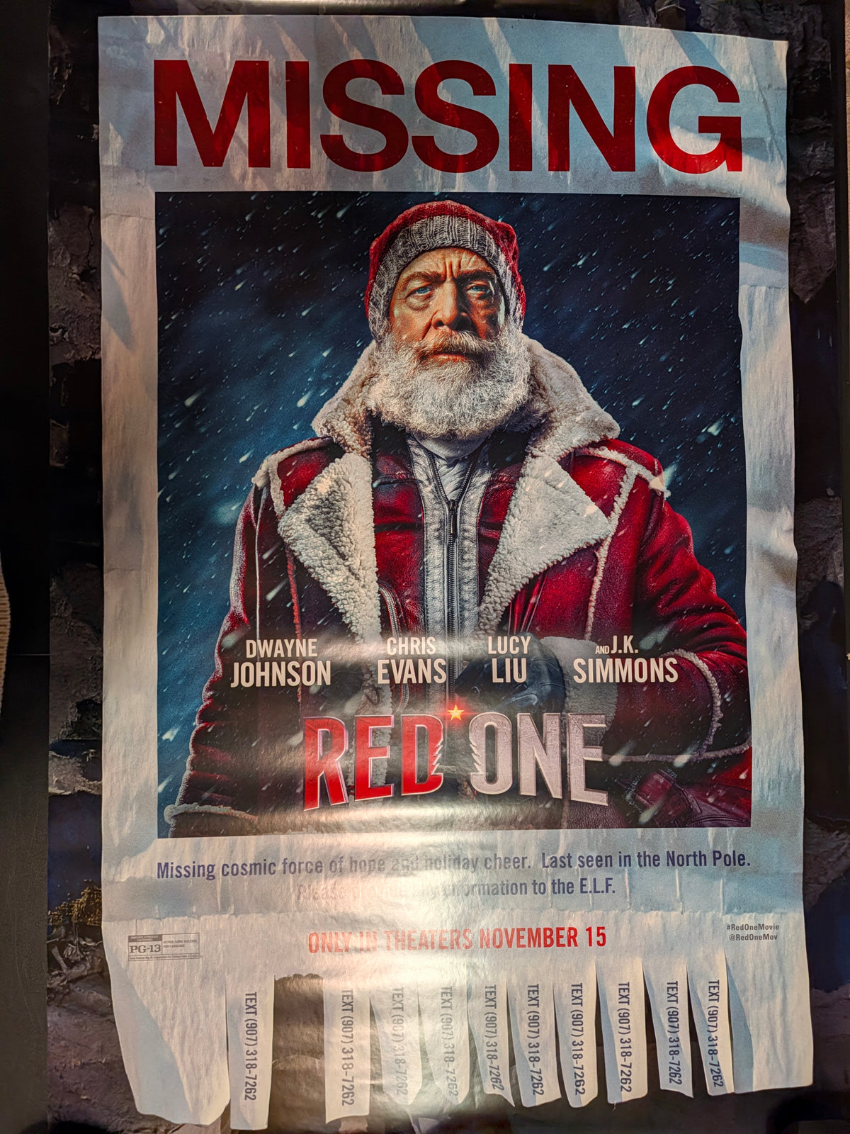 Red One 2024 Original Double Sided Movie Poster 27x40 Missing Santa Promo
