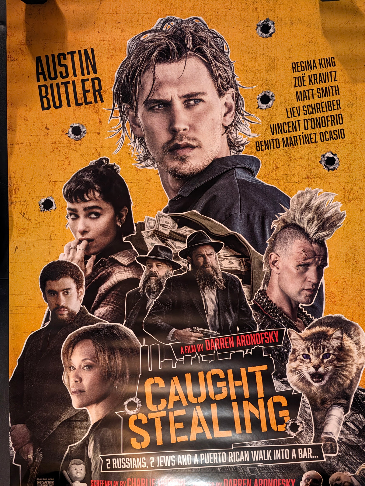 Caught Stealing 2025 Movie Poster 27x40 Double Sided Austin Butler Zoe Kravitz