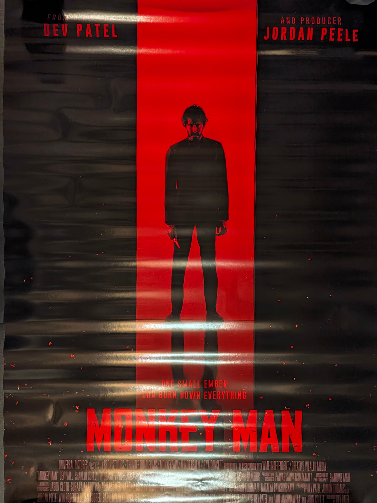Monkey Man 2024 Movie Poster 27x40 Double Sided Dev Patel Jordan Peele Action