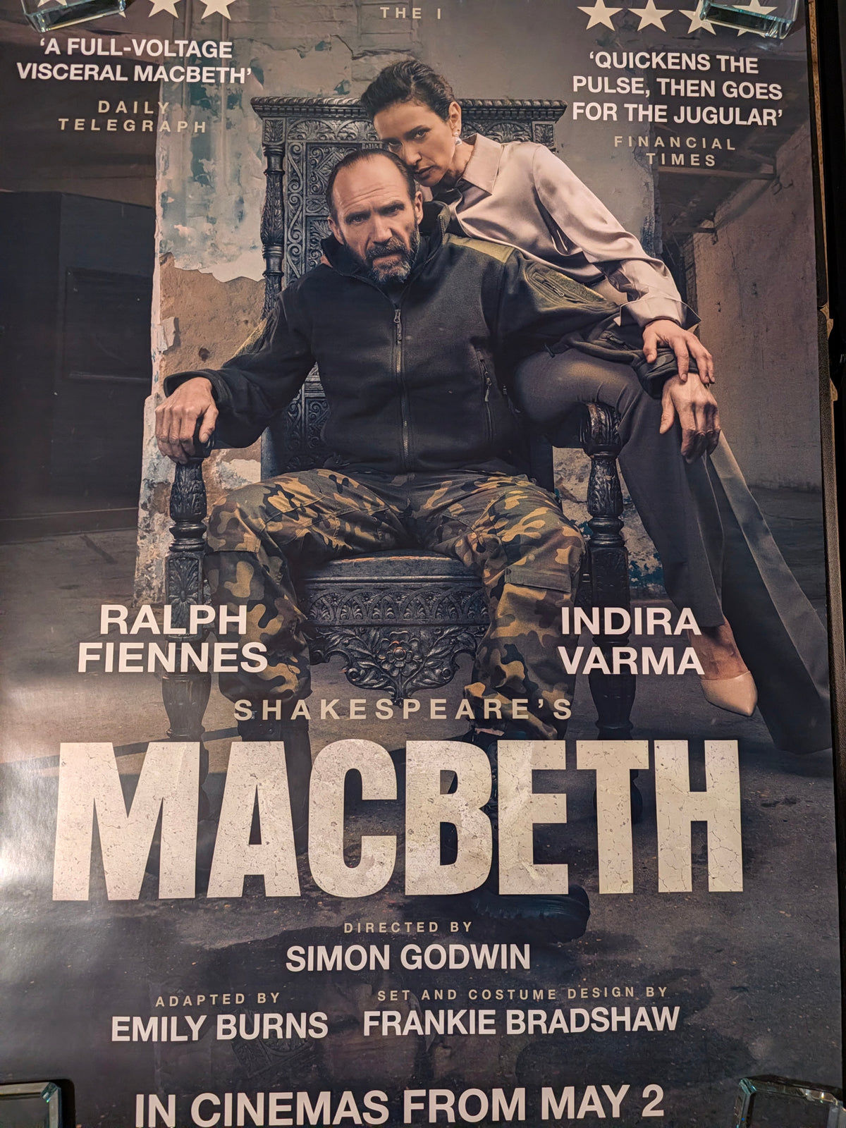 Macbeth Movie Poster 27x40 Double Sided Ralph Fiennes Indira Varma 2024