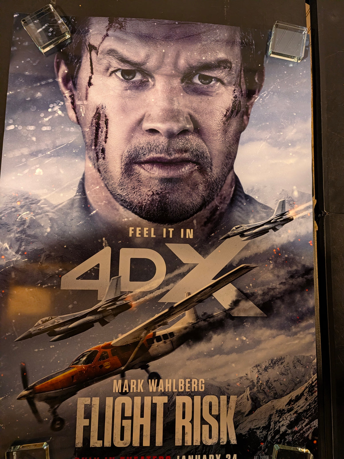 Flight Risk 2025 4DX Movie Poster 27x40 Double Sided Mark Wahlberg
