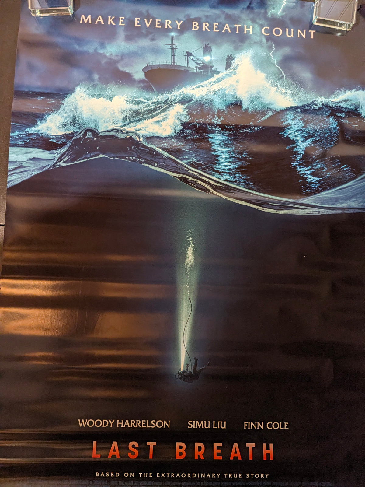 Last Breath 2025 Movie Poster 27x40 Double Sided Woody Harrelson Simu Liu